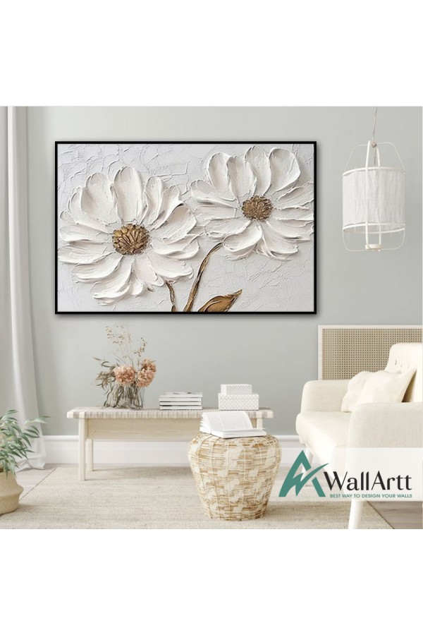 Golden Daisy 3d Heavy Textured Partial Oil Painting